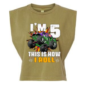 Monster Trucks 5th Birthday Party Five Years Garment-Dyed Women's Muscle Tee