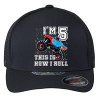 Monster Trucks 5th Birthday Party 5 Years Old Birthday Flexfit Unipanel Trucker Cap