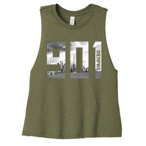 Memphis Tennessee 901 Area Code Skyline Women's Racerback Cropped Tank