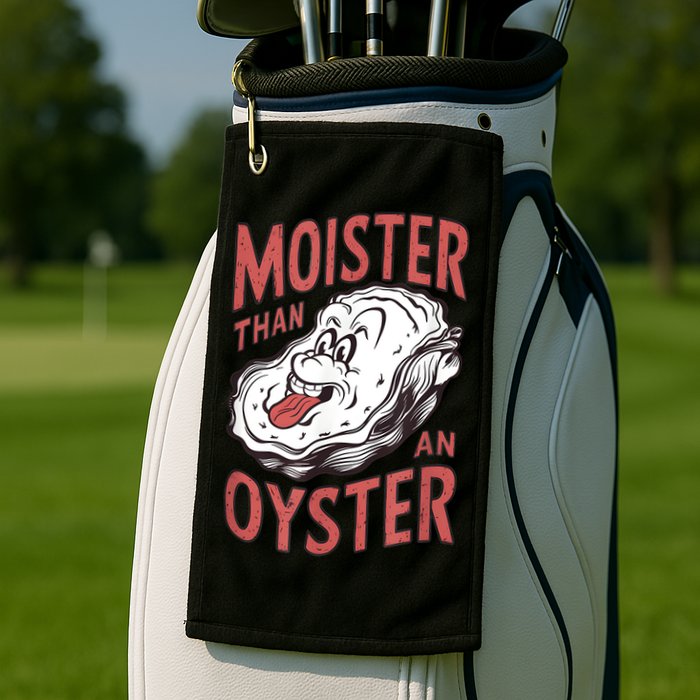 Moister Than An Oyster Funny Shucking Shellfish Shucker Golf Towel