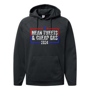 Mean Tweets And Cheap Gas Funny 2024 Pro Trump Performance Fleece Hoodie