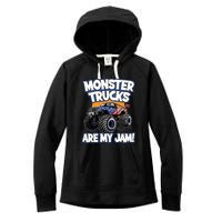 Monster Trucks Are My Jam | American Flag Monster Truck Women's Fleece Hoodie