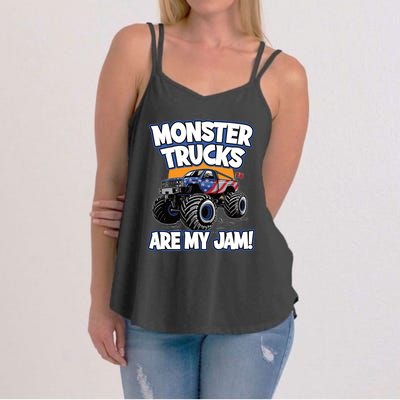 Monster Trucks Are My Jam | American Flag Monster Truck Women's Strappy Tank