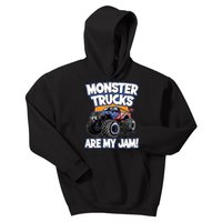 Monster Trucks Are My Jam | American Flag Monster Truck Kids Hoodie