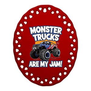 Monster Trucks Are My Jam | American Flag Monster Truck Ceramic Oval Ornament