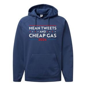 Mean Tweets And Cheap Gas Funny 2024 Pro Trump Performance Fleece Hoodie