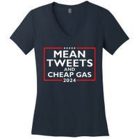 Mean Tweets And Cheap Gas Funny 2024 Protrump Election Women's V-Neck T-Shirt