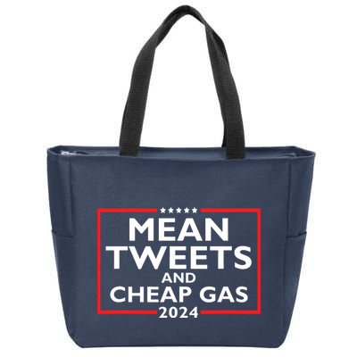 Mean Tweets And Cheap Gas Funny 2024 Protrump Election Zip Tote Bag