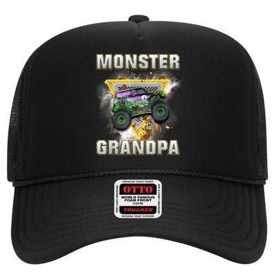 Monster Truck Are My Jam Monster Truck Grandpa High Crown Mesh Back Trucker Hat