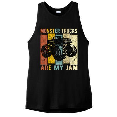 Monster Trucks Are My Jam Vintage Retro Monster Truck Ladies PosiCharge Tri-Blend Wicking Tank