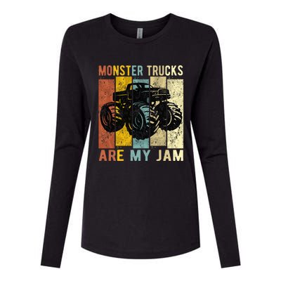 Monster Trucks Are My Jam Vintage Retro Monster Truck Womens Cotton Relaxed Long Sleeve T-Shirt