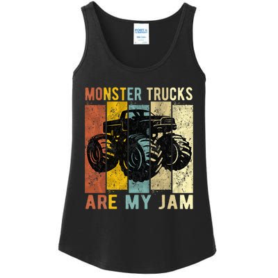 Monster Trucks Are My Jam Vintage Retro Monster Truck Ladies Essential Tank