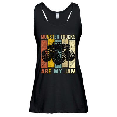 Monster Trucks Are My Jam Vintage Retro Monster Truck Ladies Essential Flowy Tank