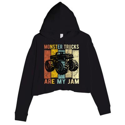 Monster Trucks Are My Jam Vintage Retro Monster Truck Crop Fleece Hoodie