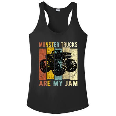 Monster Trucks Are My Jam Vintage Retro Monster Truck Ladies PosiCharge Competitor Racerback Tank