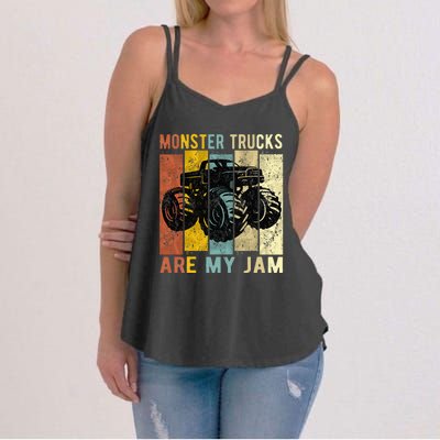 Monster Trucks Are My Jam Vintage Retro Monster Truck Women's Strappy Tank