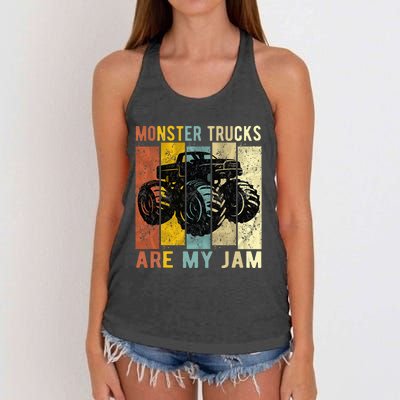 Monster Trucks Are My Jam Vintage Retro Monster Truck Women's Knotted Racerback Tank