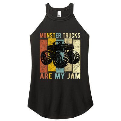 Monster Trucks Are My Jam Vintage Retro Monster Truck Women's Perfect Tri Rocker Tank