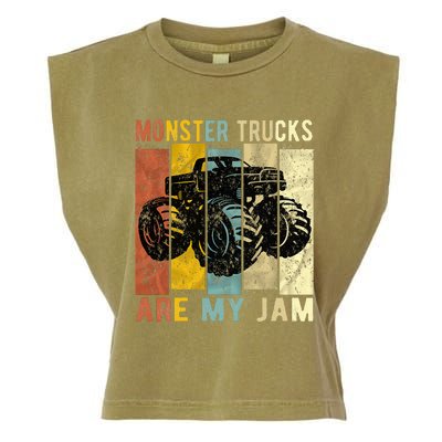 Monster Trucks Are My Jam Vintage Retro Monster Truck Garment-Dyed Women's Muscle Tee