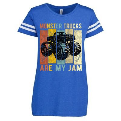 Monster Trucks Are My Jam Vintage Retro Monster Truck Enza Ladies Jersey Football T-Shirt