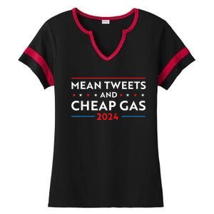 Mean Tweets And Cheap Gas Funny 2024 Pro Trump Ladies Halftime Notch Neck Tee