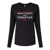 Mean Tweets And Cheap Gas Funny 2024 Pro Trump Womens Cotton Relaxed Long Sleeve T-Shirt