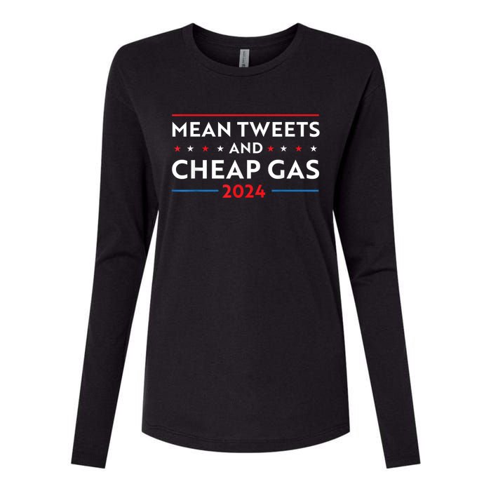 Mean Tweets And Cheap Gas Funny 2024 Pro Trump Womens Cotton Relaxed Long Sleeve T-Shirt