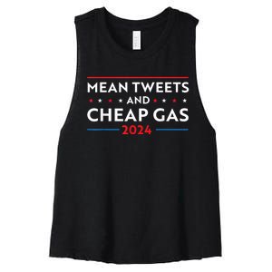 Mean Tweets And Cheap Gas Funny 2024 Pro Trump Women's Racerback Cropped Tank