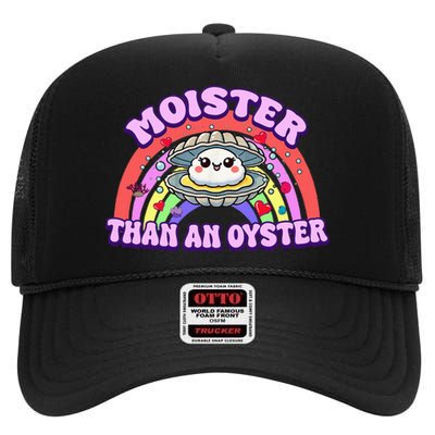 Moister Than An Oyster Funny Shellfish Seafood High Crown Mesh Back Trucker Hat