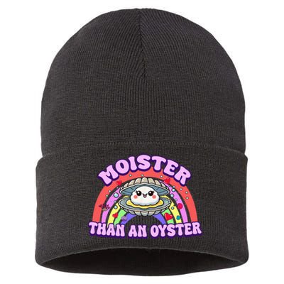 Moister Than An Oyster Funny Shellfish Seafood Sustainable Knit Beanie