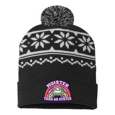 Moister Than An Oyster Funny Shellfish Seafood USA-Made Snowflake Beanie