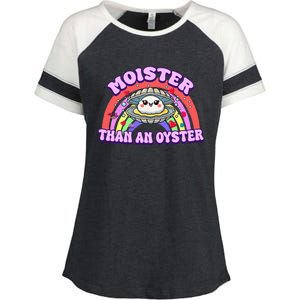 Moister Than An Oyster Funny Shellfish Seafood Enza Ladies Jersey Colorblock Tee