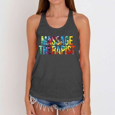 Massage Therapist Appreciation Day Tie Dye Wo For Work Women's Knotted Racerback Tank