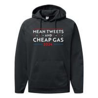 Mean Tweets And Cheap Gas Funny 2024 Pro Trump Men Women Performance Fleece Hoodie