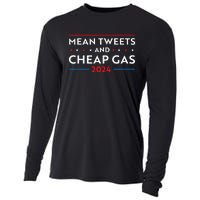 Mean Tweets And Cheap Gas Funny 2024 Pro Trump Men Women Cooling Performance Long Sleeve Crew