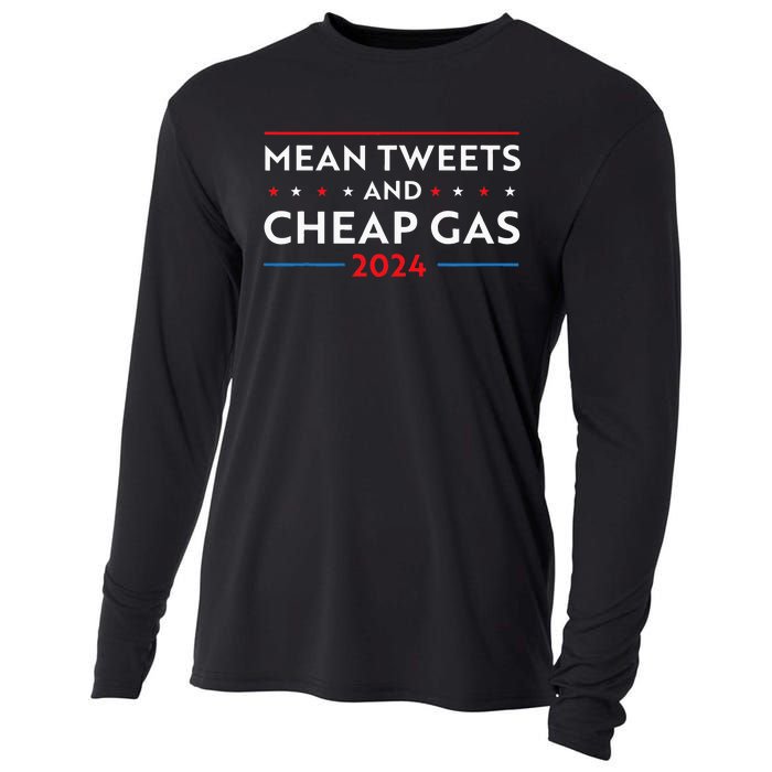 Mean Tweets And Cheap Gas Funny 2024 Pro Trump Men Women Cooling Performance Long Sleeve Crew