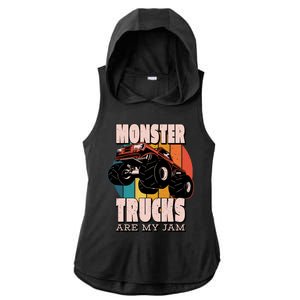 Monster Trucks Are My Jam Ladies PosiCharge Tri-Blend Wicking Draft Hoodie Tank