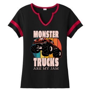 Monster Trucks Are My Jam Ladies Halftime Notch Neck Tee