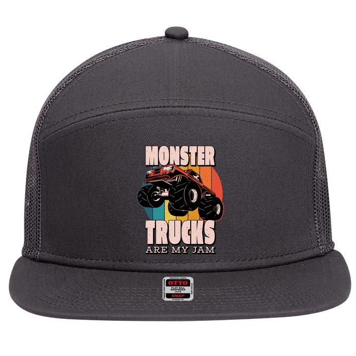 Monster Trucks Are My Jam 7 Panel Mesh Trucker Snapback Hat