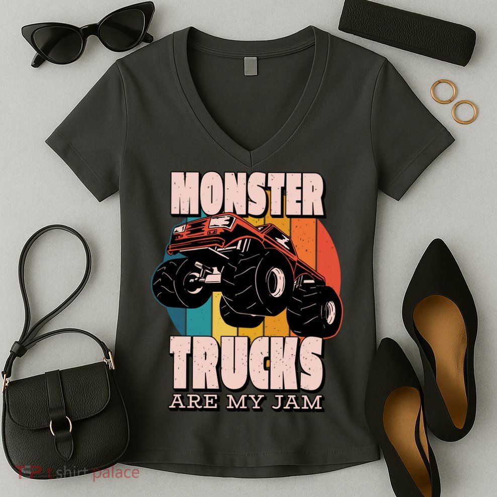 Monster Trucks Are My Jam Women's V-Neck T-Shirt