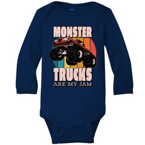 Monster Trucks Are My Jam Baby Long Sleeve Bodysuit