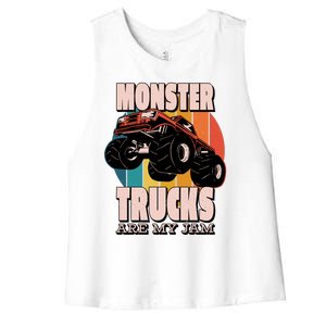 Monster Trucks Are My Jam Women's Racerback Cropped Tank