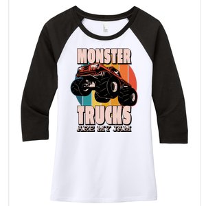 Monster Trucks Are My Jam Women's Tri-Blend 3/4-Sleeve Raglan Shirt