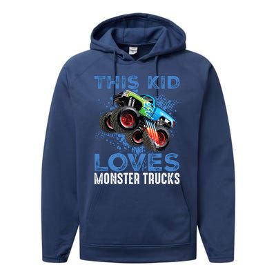 Monster Trucks Are My Jam For Boy Performance Fleece Hoodie