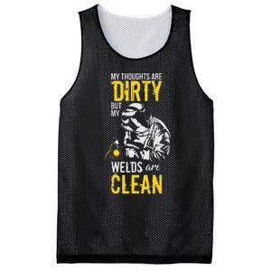 My Thoughts Are Dirty But My Welds Are Clean Funny Welder Mesh Reversible Basketball Jersey Tank