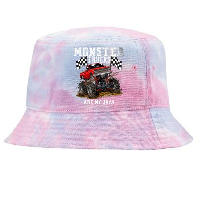 Monster Truck Are My Jam Gift Vintage Tie-Dyed Bucket Hat