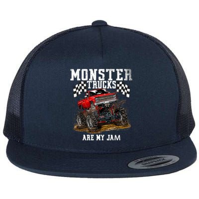 Monster Truck Are My Jam Gift Vintage Flat Bill Trucker Hat