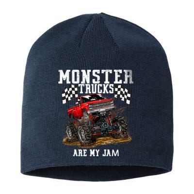 Monster Truck Are My Jam Gift Vintage Sustainable Beanie