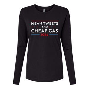 Mean Tweets And Cheap Gas Funny 2024 Pro Trump Men Women Womens Cotton Relaxed Long Sleeve T-Shirt