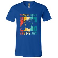 Monster Trucks Are My Jam Retro Vintage Monster Truck V-Neck T-Shirt